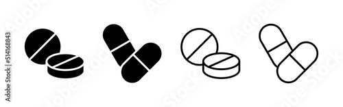 Pills icon vector. capsule icon. Drug sign and symbol