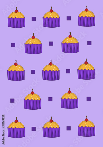Vanilla cupcake vector wallpaper for graphic design and decorative element