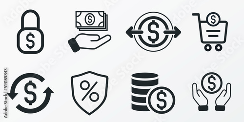 Money, finance, payment, banking icons - Modern design 