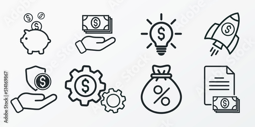 Money, finance, payment, banking icons - Modern design 