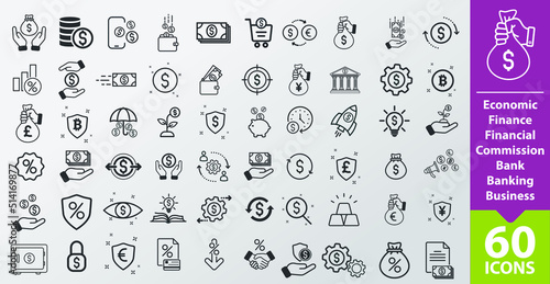 Money, finance, payment, banking icons - Modern design 