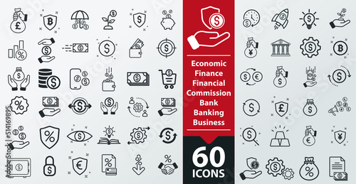 Money, finance, payment, banking icons - Modern design 