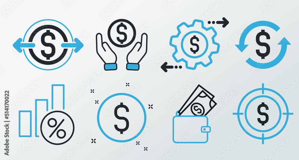 Money, finance, payment, banking icons - Modern design 