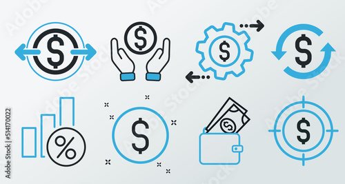 Money, finance, payment, banking icons - Modern design 