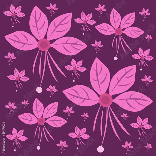 Pink gaura flower vector illustration for graphic design and decorative element