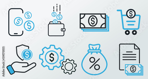 Money, finance, payment, banking icons - Modern design 