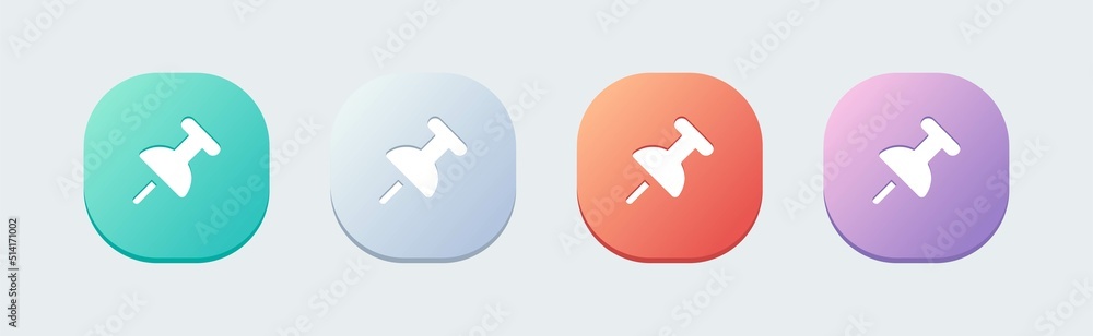 Thumbtack solid icon in flat design style. Push pin symbol vector illustration. Thumbtack solid icon in flat design style. Push pin symbol vector illustration.