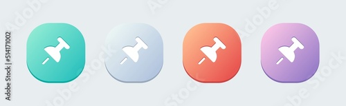 Thumbtack solid icon in flat design style. Push pin symbol vector illustration.