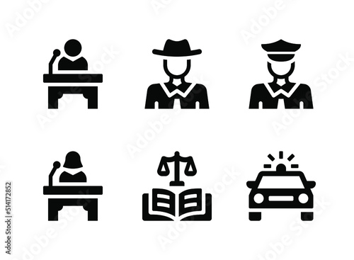 Simple Set of Justice And Law Related Vector Solid Icons. Contains Icons as Witness, Sheriff, Police and more.