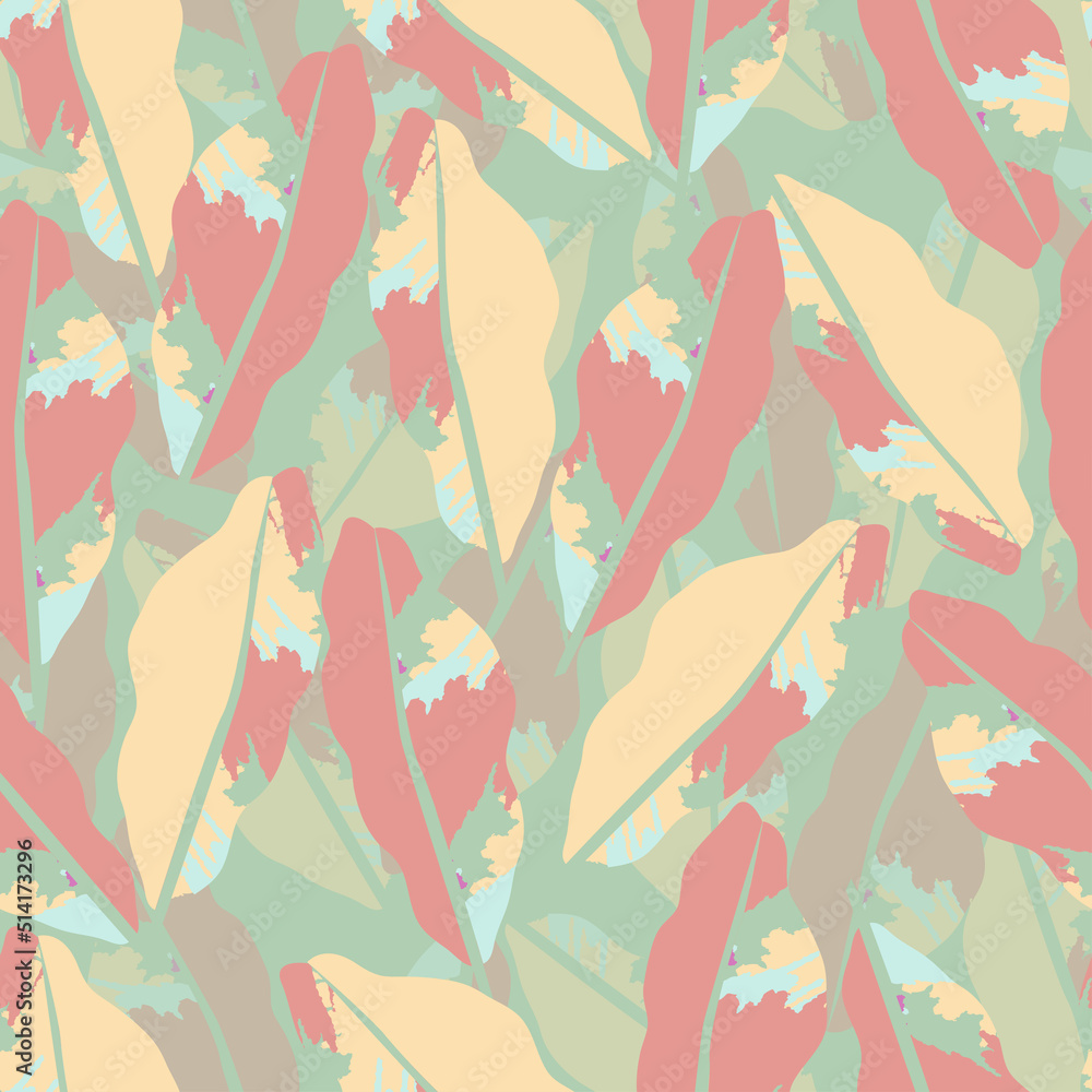 seamless doodle abstract leafs pattern background , greeting card or fabric