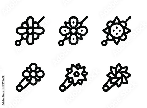 Fotobehang Simple Set of Flower Brooch Related Vector Line Icons.