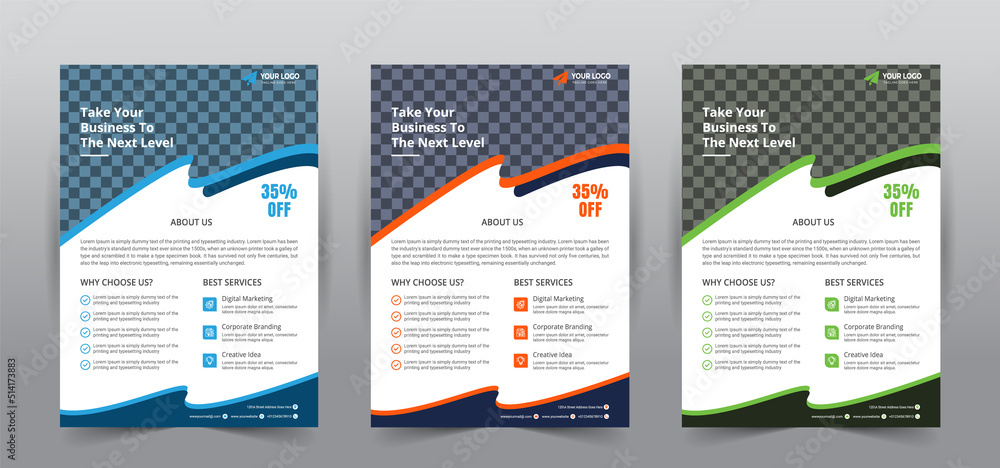 Creative flyer corporate marketing company modern simple unique trendy latest brochure magazine leaflet abstract flyer bundle design template for your business