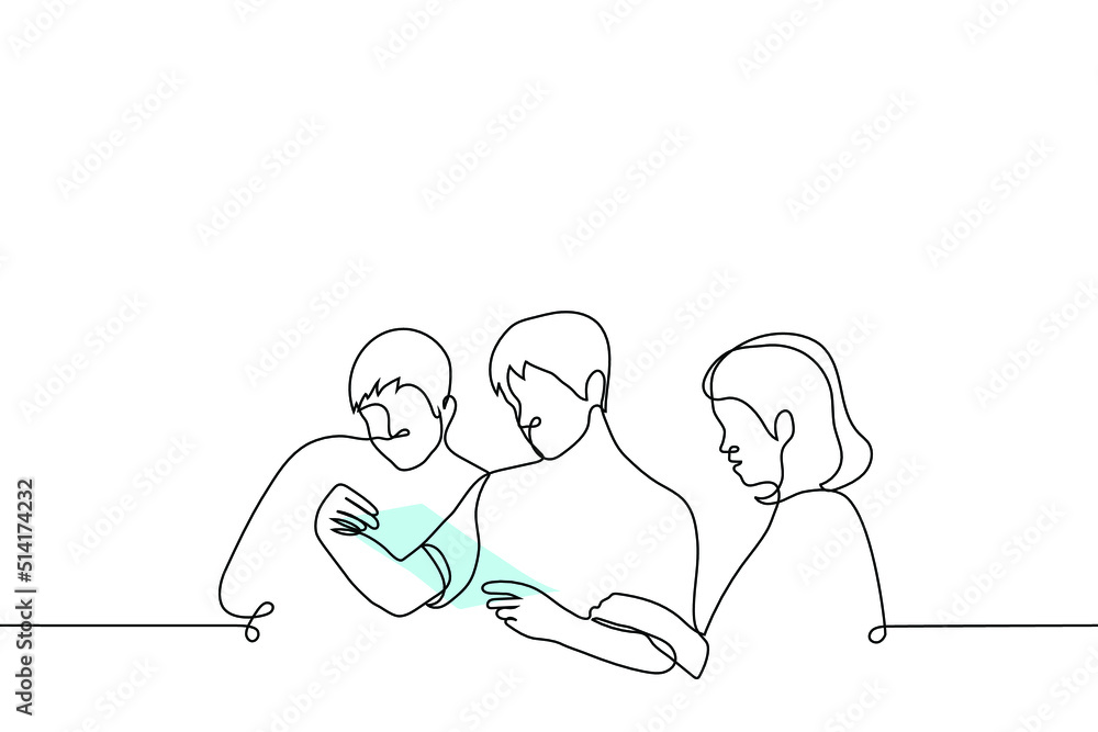 family reading a letter - one line drawing vector. concept an applicant with parents reads a letter with a response from a university or institute family reading a letter - one line drawing vector. concept an applicant with parents reads a letter with a response from a university or institute