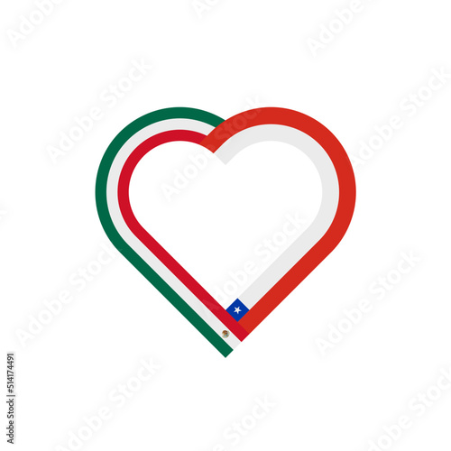 unity concept. heart ribbon icon of mexico and chile flags. vector illustration isolated on white background
