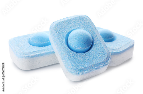 Many water softener tablets isolated on white
