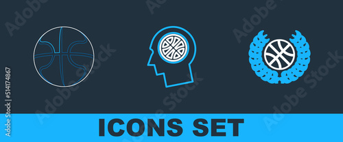 Set line Basketball game video, and Planning strategy icon. Vector
