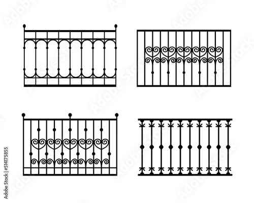 Big Set of balcony railing and fence fencing from stainless steel, iron.