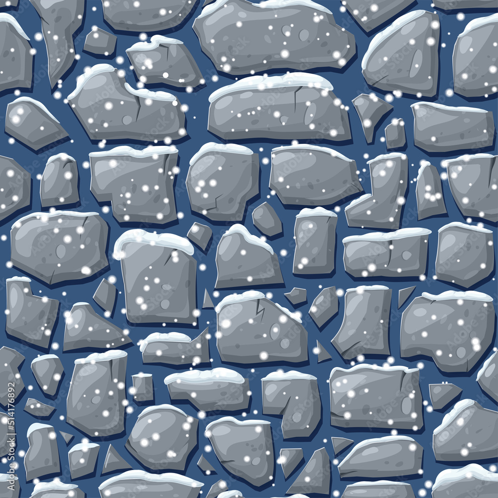 stones and bricks seamless pattern. texture of paving stone tile or masonry wall covered with snow. endless game background of Stonework with snowflakes. dungeon or cave winter wall decor. stones and bricks seamless pattern. texture of paving stone tile or masonry wall covered with snow. endless game background of Stonework with snowflakes. dungeon or cave winter wall decor.
