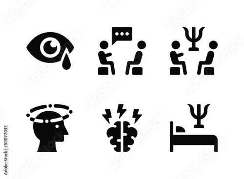 Simple Set of Mental Health Related Vector Solid Icons. Contains Icons as Crying, Psychotherapy, Dizzy and more.