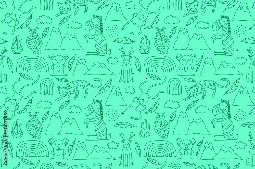 Obraz premium seamless pattern with hand drawn animals