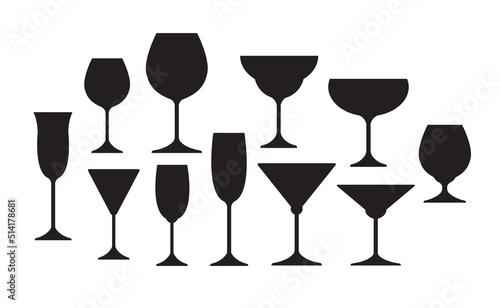 set of wine glass vector illustration