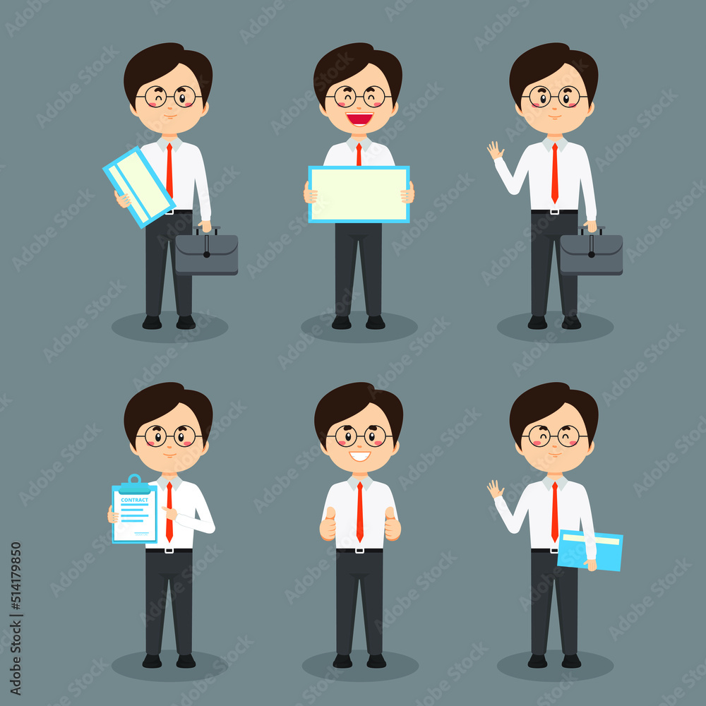 Businessman with Various Poses Expressions