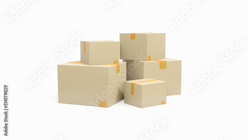 3D Tracking geo parcel in cardboard box. Order delivery confirmation. Track the parcel concept. Cartoon creative design icon isolated on white background. 3D Rendering
