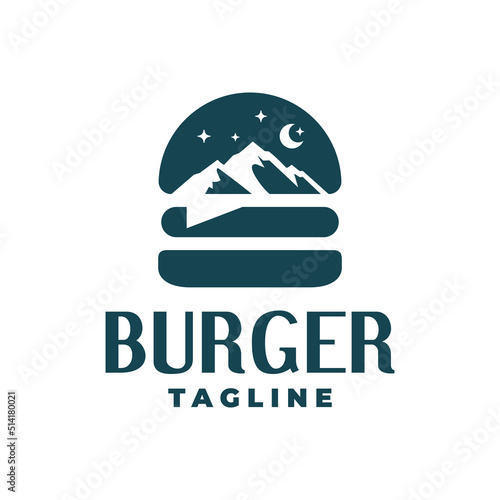 illustration of mountain inside a burger. for burger restaurant or any business related to burger.