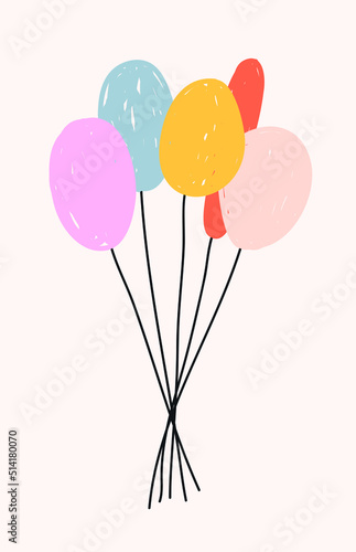 Festive vector illustration with bunch of balloons. Holidays related colorful image.
