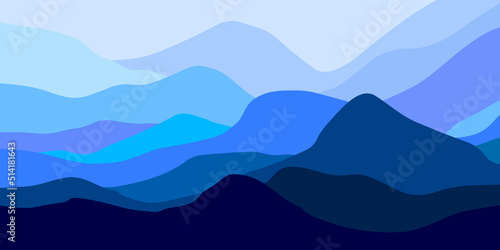 Multicolor mountains panorama, silhouette waves, abstract color shapes, modern background, vector design Illustration for you project © panimoni