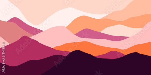 Multicolor mountains panorama, silhouette waves, abstract color shapes, modern background, vector design Illustration for you project © panimoni