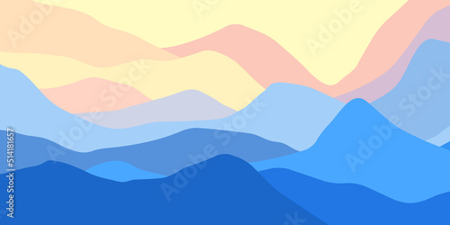 Multicolor mountains panorama, silhouette waves, abstract color shapes, modern background, vector design Illustration for you project © panimoni