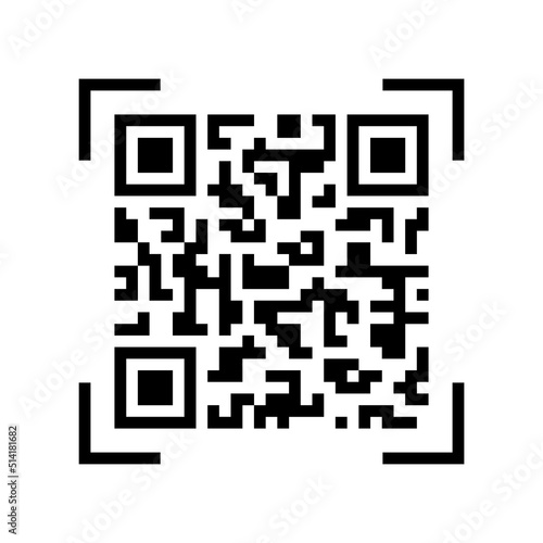 Qr code. Vector square icon. Black qr code isolated on white background. Illustration qrcode for scan product, app mobile phones or computers. Scanner coding line. Abstract coded information. Vector