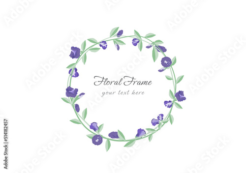 wicker of blooming butterfly pea flower floral crown frame vector