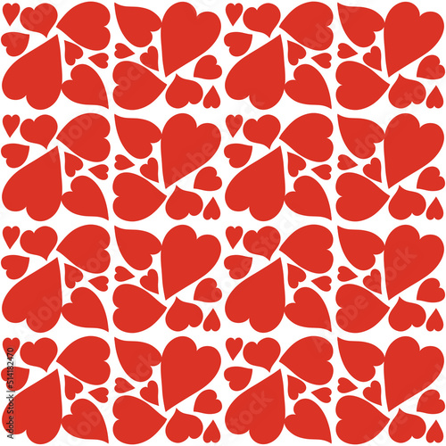 Red heart seamless pattern, handful of love heart