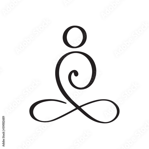 Yoga Lotus pose icon Vector Logo concept. Meditation Yoga Minimal Symbol. Health Spa Meditation Harmony Zen Logotype. Creative Graphic Sign design template
