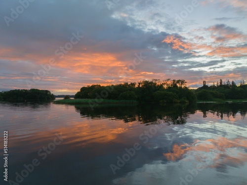 Obraz na plátně sunset over lough sheelin lake, ireland