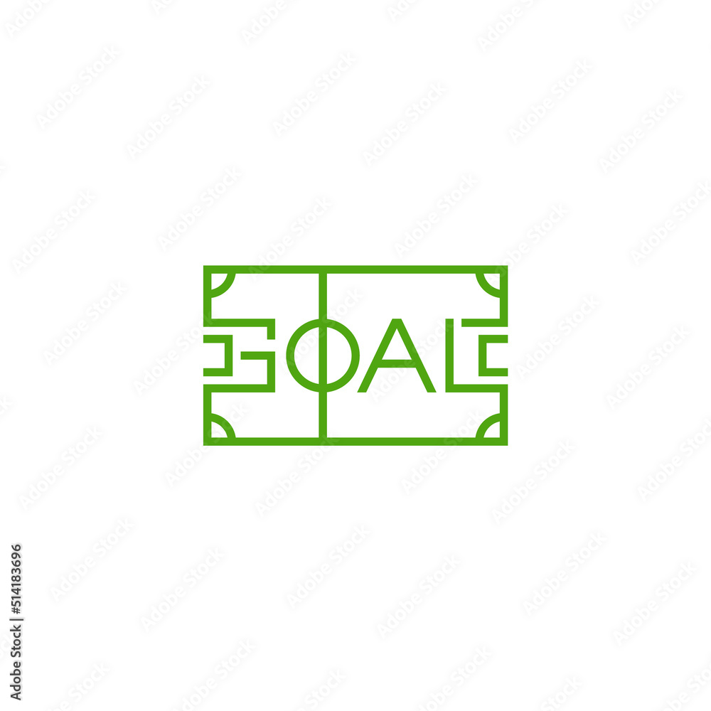 Goal text, concept with soccer field. Logo design. Goal text, concept with soccer field. Logo design.