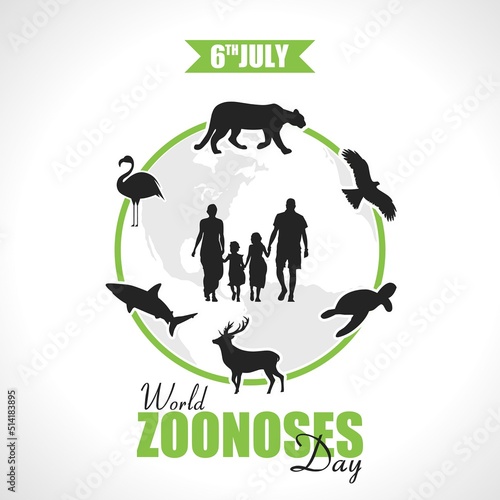 World zoonoses day vector illustration. Suitable for Poster, Banners, campaign and greeting card.  photo