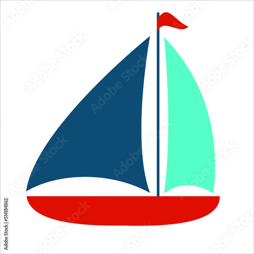 Ship flat illustration on white. Vector illustration