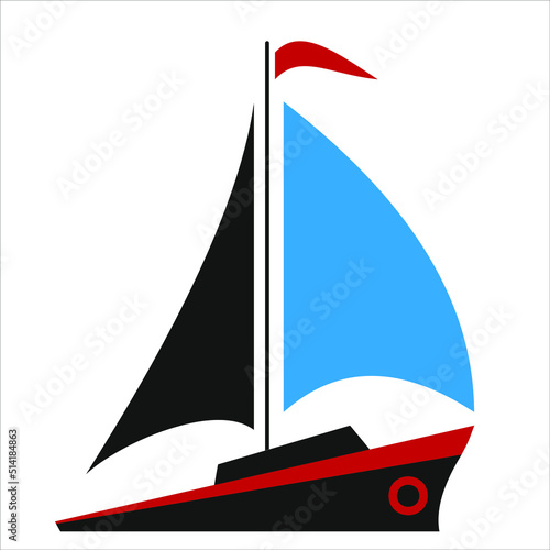 Ship flat illustration on white. Vector illustration