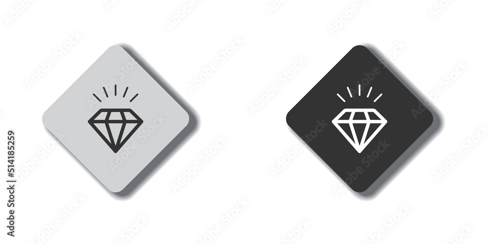 Diamond icon Brilliant symbol. Gemstone symbol. Flat button with shadow. Vector illustration. Diamond icon Brilliant symbol. Gemstone symbol. Flat button with shadow. Vector illustration.