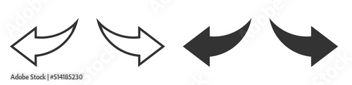 Curved arrow icon. Bent arrow pointing right and left. Vector illustration.