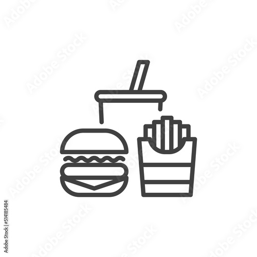 Fast food combo line icon