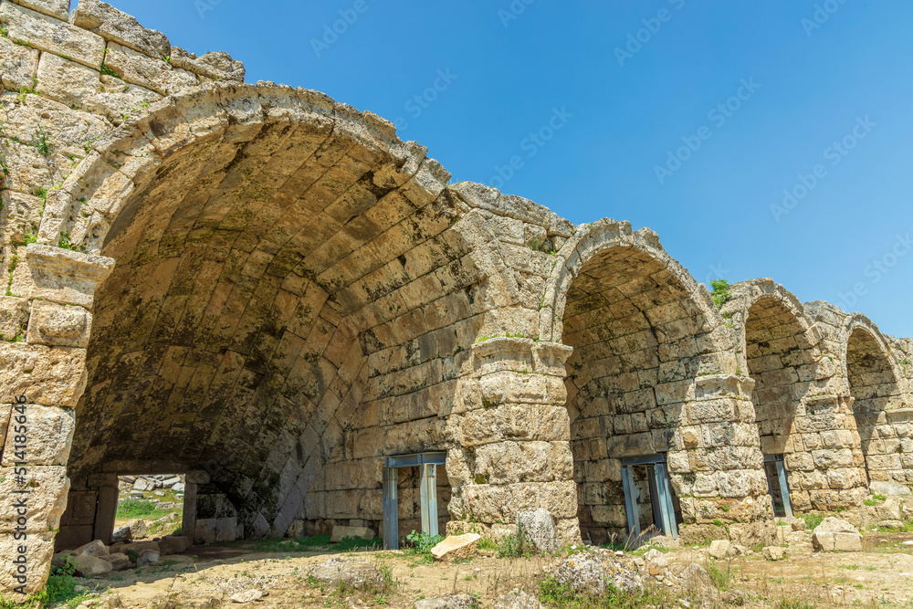 Arches of stadium outer wall built in 2nd century AD in Perge, an ancient Greek city in Anatolia, now in Antalya Province of Turkey.