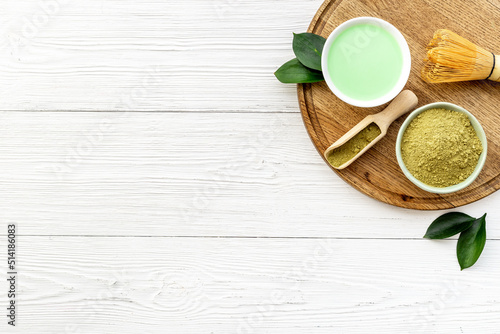 Matcha tea powder with green hot drink - asian tea ceremony © 9dreamstudio