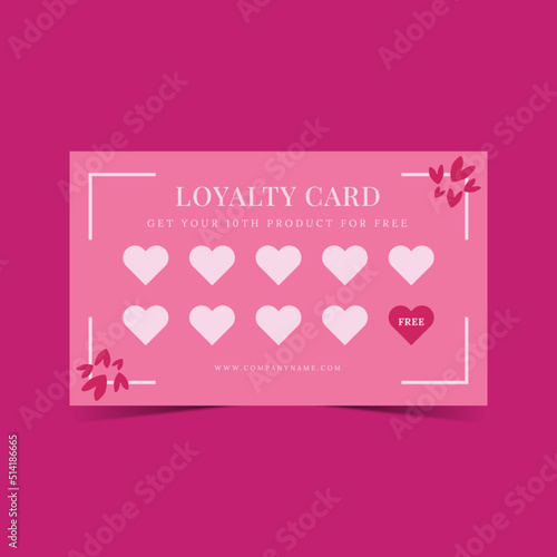 pink and love loyalty card design. Gift Card Design
