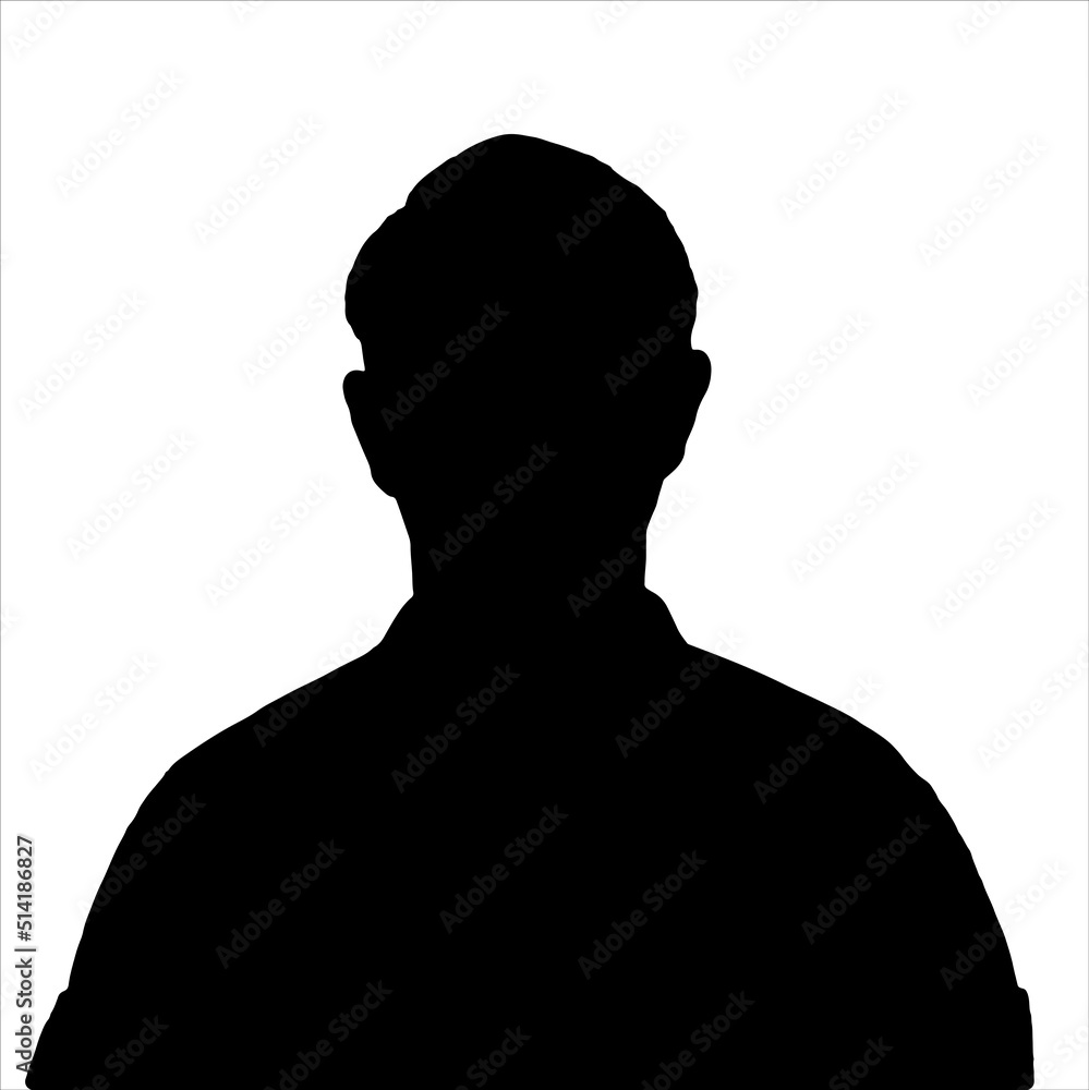 Young man head silhouette icon isolated on white background Young man head silhouette icon isolated on white background