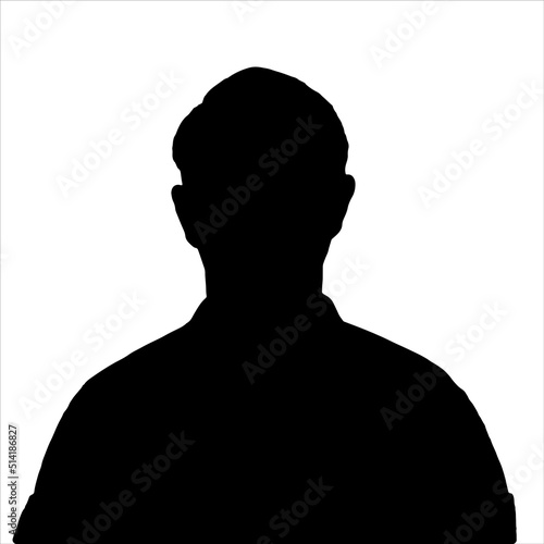Young man head silhouette icon isolated on white background