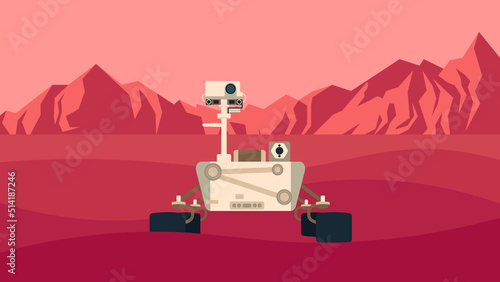 Mars rover on the surface of Mars
